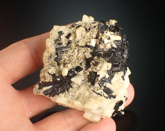 TOURMALINE on orthoclase crystal cluster from FRANCE 1211N