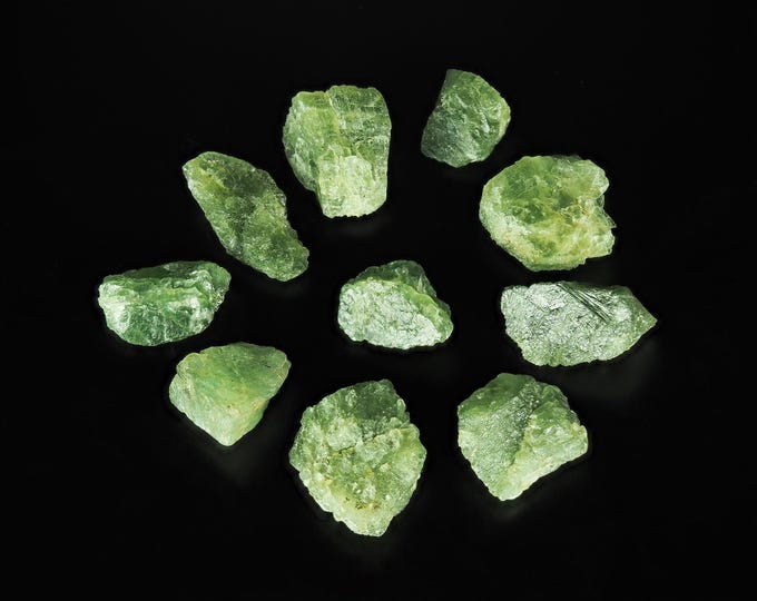 Set of Green Apatite Crystals 70 g from NAMIBIA