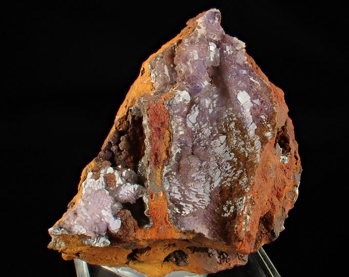 CALCITE on purple fluorite from MEXICO 11043
