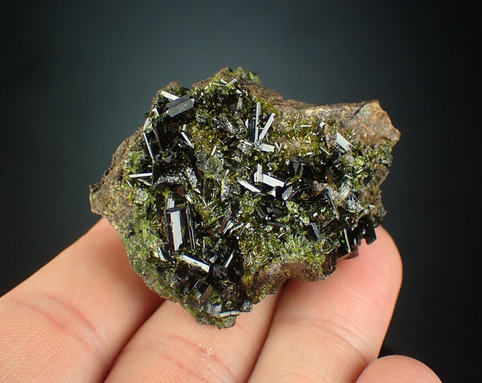 EPIDOTE lustrous crystals from Markazi Province 1126N