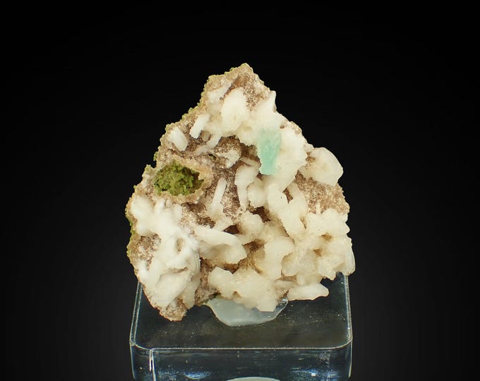 FLUORAPOPHYLLITE on stilbite crystals 5,5 x 5,0 x 1,3 cm INDIA 12094