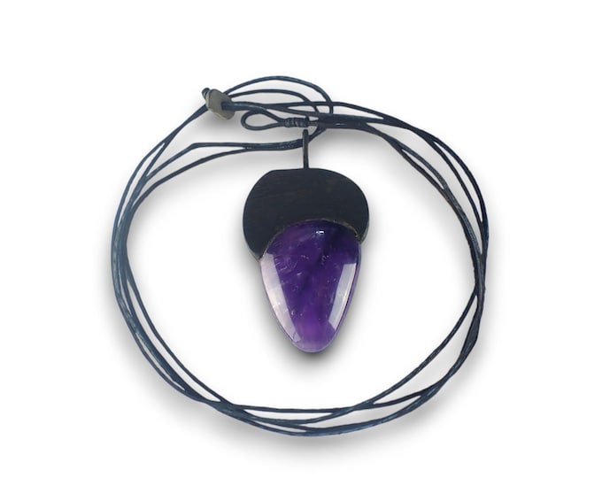 Elegant Necklace Black Oak with Amethyst *Set06