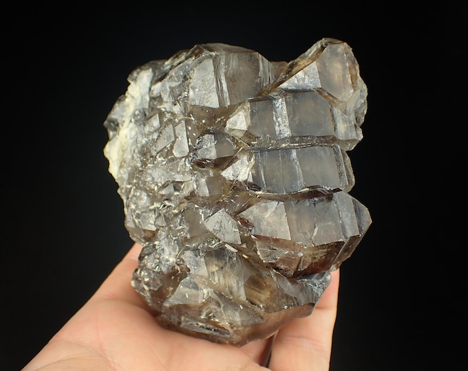 SMOKY QUARTZ elestial crystals 9,0 x 8,5 x 5,0 cm NAMIBIA 11298
