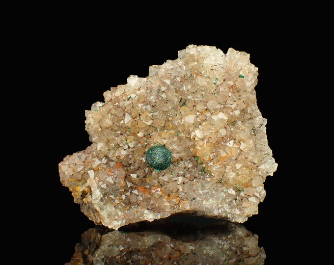 MALACHITE on quartz crystals 5,7 x 4,5 x 1,7 cm DR Congo 12970
