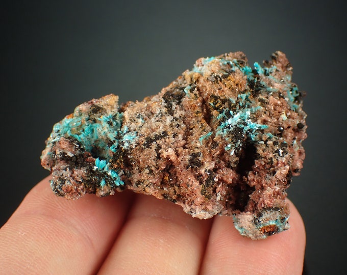 AURICHALCITE blue crystals on matrix from MEXICO 1182N