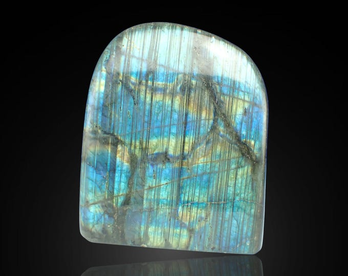 LABRADORITE polished free form 13,3 x 10,8 x 2,8 cm MADAGASCAR