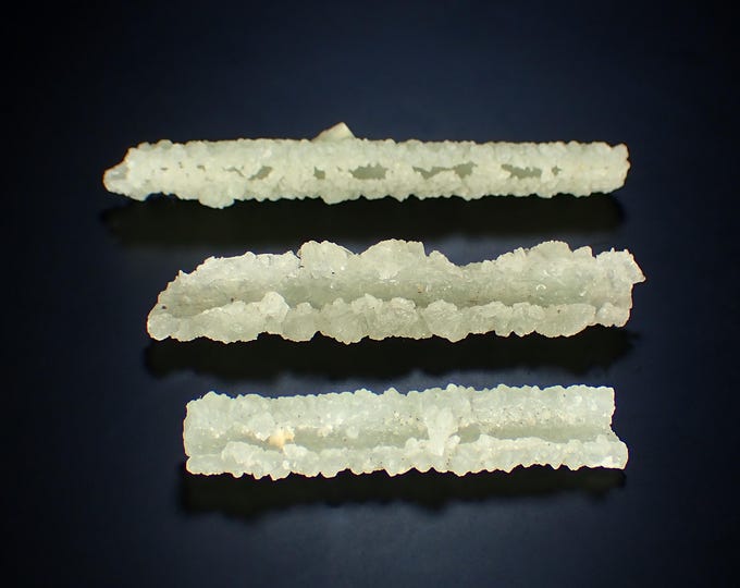 3 pcs Prehnite pseudomorphs after Laumontite with Apophyllite - Maharashtra, India