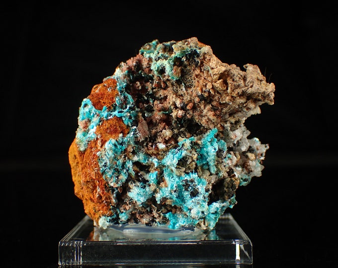 AURICHALCITE blue crystals on matrix from MEXICO 10838