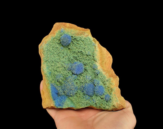 MALACHITE with Azurite crystals 12,0 x 11,0 x 4,5 cm Morenci mine, USA