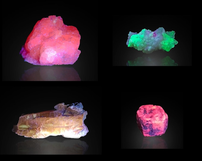 FLUORESCENT set of 4 specimens 8,5 x 4,0 x 1,0 cm 13335