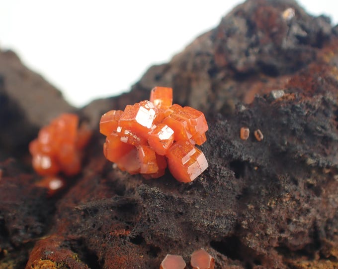 VANADINITE on goethite crystals from MOROCCO 11945