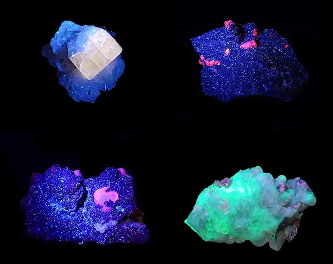 FLUORESCENT set of 4 specimens 5,0 x 3,0 x 1,5 cm *13573