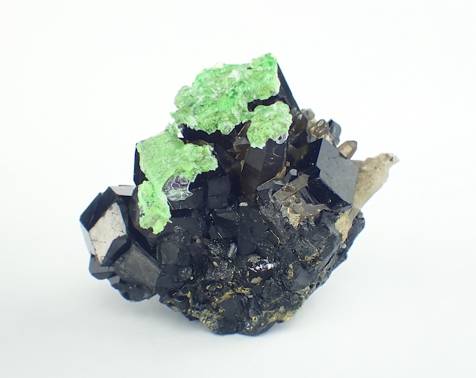TOURMALINE with UV Hyalite & Smoky Quartz 9,5 x 7,0 x 5,8 cm NAMIBIA