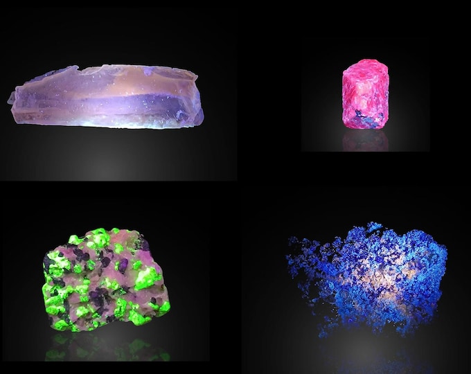 FLUORESCENT set of 4 specimens 8,7 x 2,9 x 1,5 cm 13333