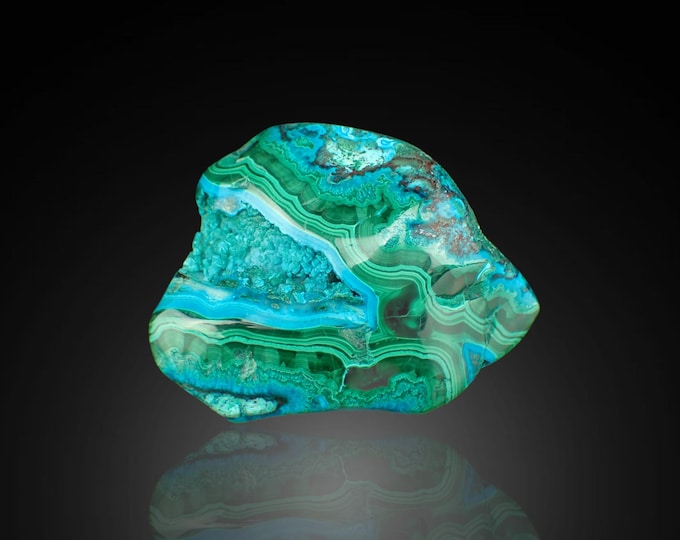 MALACHITE with chrysocolla polished free form 5,6 x 4,0 x 1,8 cm DR Congo 13108
