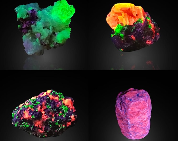 FLUORESCENT set of 4 specimens 3,5 x 2,7 x 2,7 cm 13337