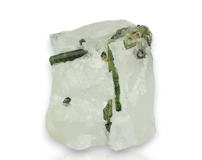 TOURMALINE green crystals in quartz from BRAZIL 11599