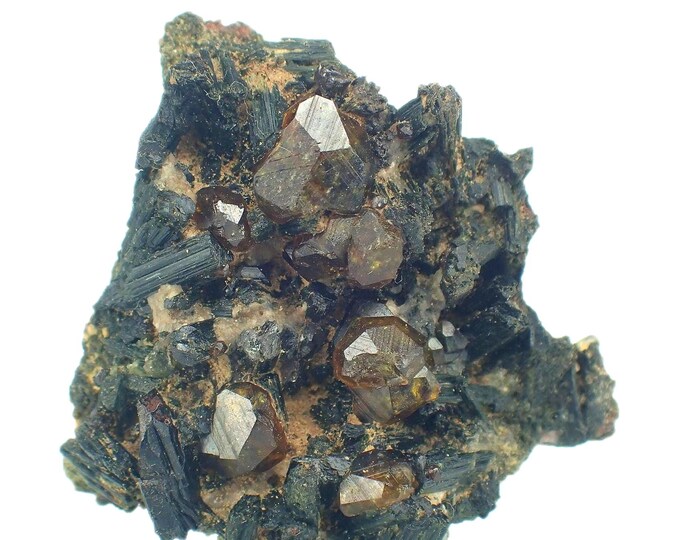 ANDRADITE garnet with actinolite 3,4 x 3,2 x 2,0 cm *13483
