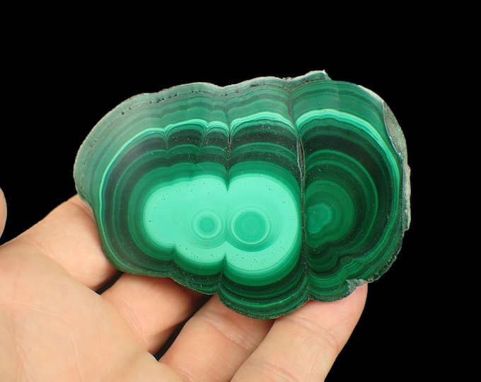 MALACHITE polished slice 7,3 x 5,2 x 0,7 cm DR Congo 13103