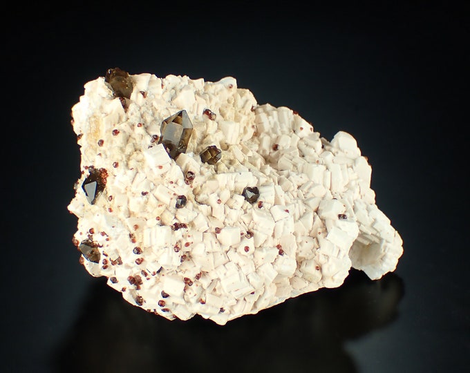 SPESSARTINE with fluorescent hyalite and smoky quartz CHINA 10052