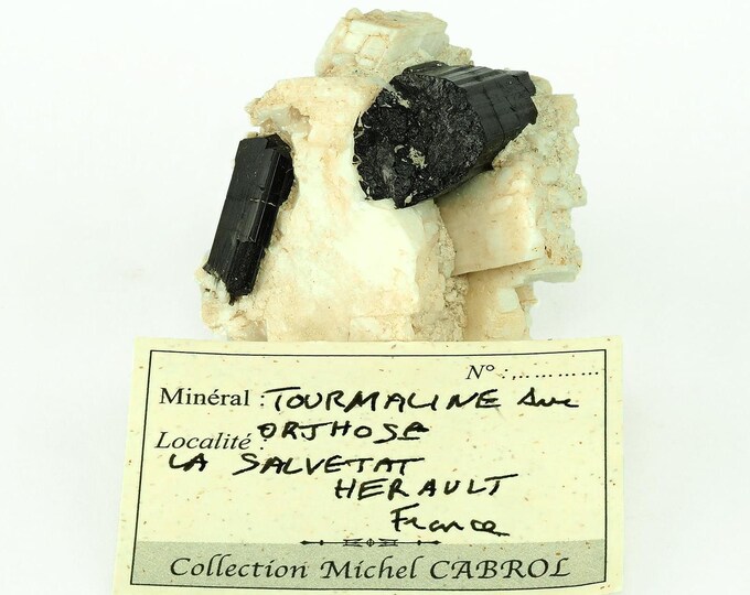 TOURMALINE on orthoclase 4,5 x 4,0 x 3,0 cm from FRANCE 12189