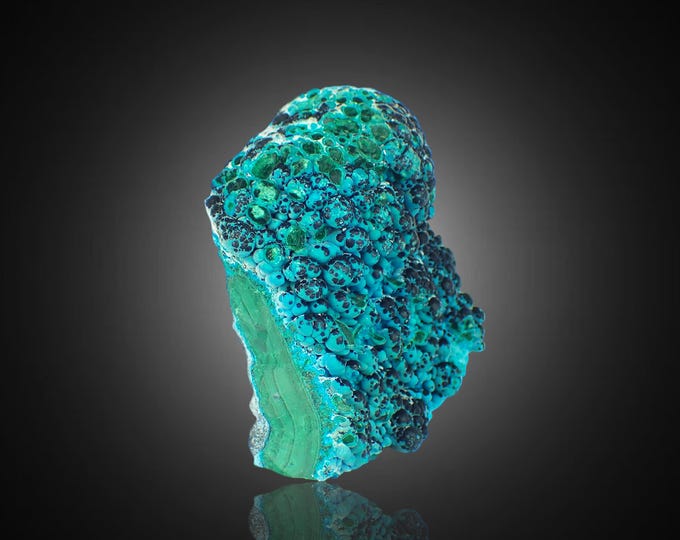 HETEROGENITE on chrysocolla on malachite 10,0 x 9,0 x 5,0 cm DR CONGO 13002