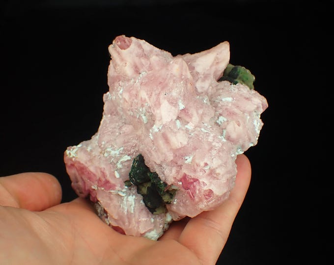 COBALTOAN CALCITE with malachite 9,5 x 7,5 x 4,2 cm DR Congo 12695