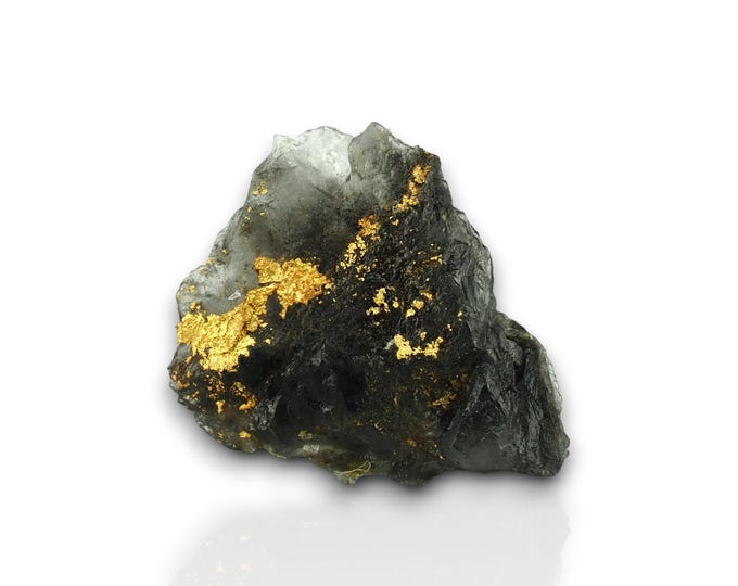 NATIVE GOLD crystalline specimen with quartz from USA