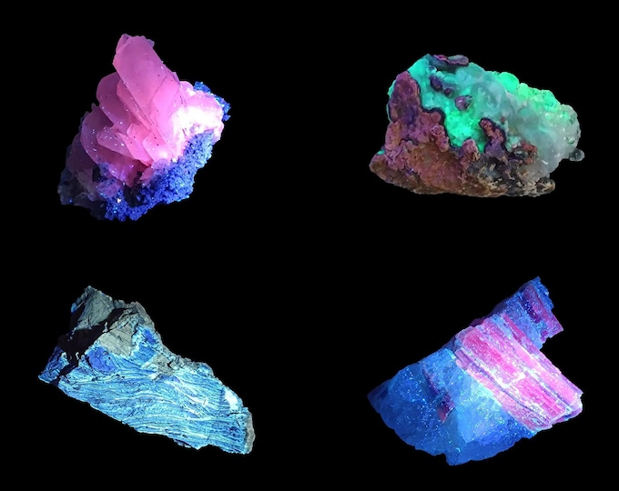 FLUORESCENT set of 4 specimens 8,4 x 3,8 x 3,0 cm *13567