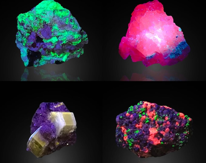 FLUORESCENT set of 4 specimens 5,3 x 4,4 x 3,0 cm 13338