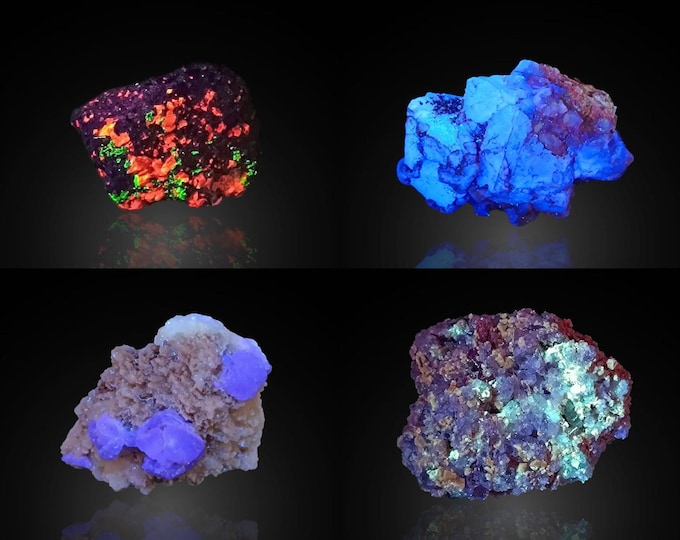 FLUORESCENT set of 4 specimens 5,8 x 3,7 x 2,8 cm 13332
