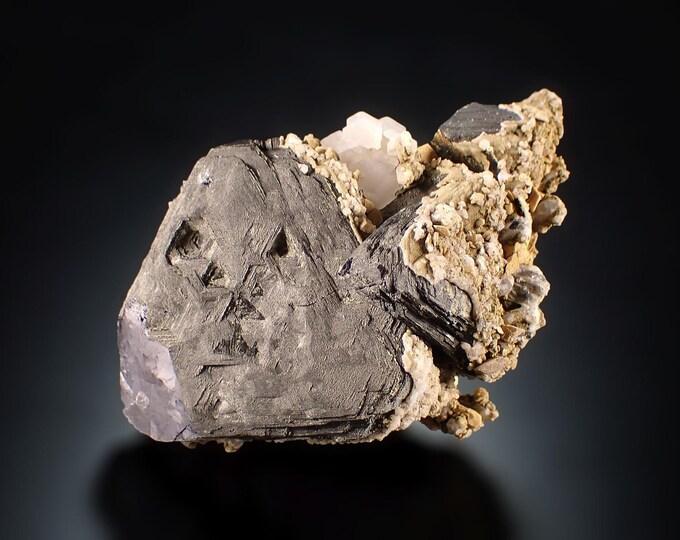 SPHALERITE with fluorescent Calcite crystals 6,7 x 4,8 x 2,7 cm RUSSIA