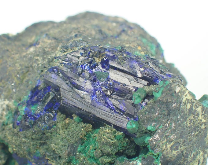 AZURITE with malachite 4,2 x 4,0 x 2,3 cm from DR CONGO 12929