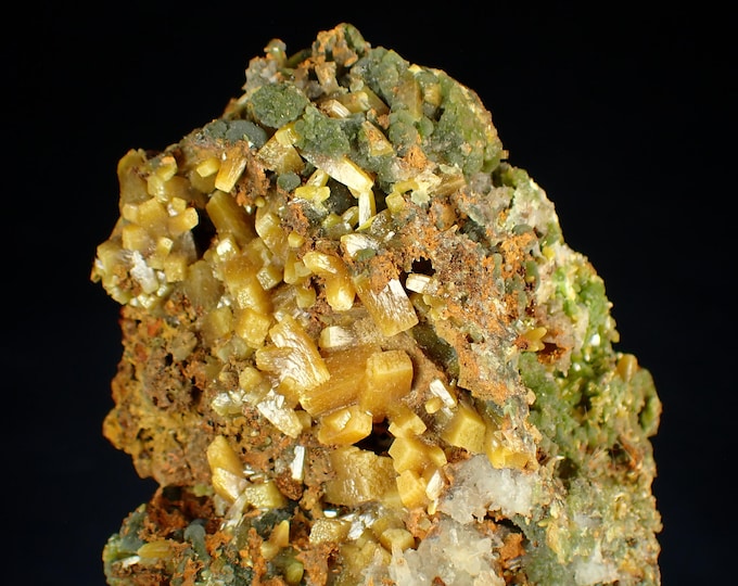 WULFENITE with Fluorescent Mimetite 6,8 x 4,0 x 2,7 cm MEXICO