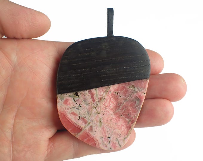 Exquisite Necklace Old Black Oak with Rhodochrosite *Set02