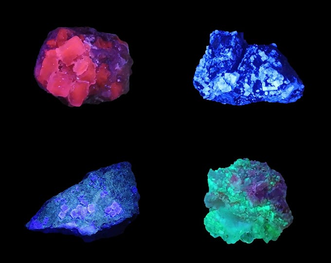 FLUORESCENT set of 4 specimens 7,2 x 5,2 x 4,5 cm *13570