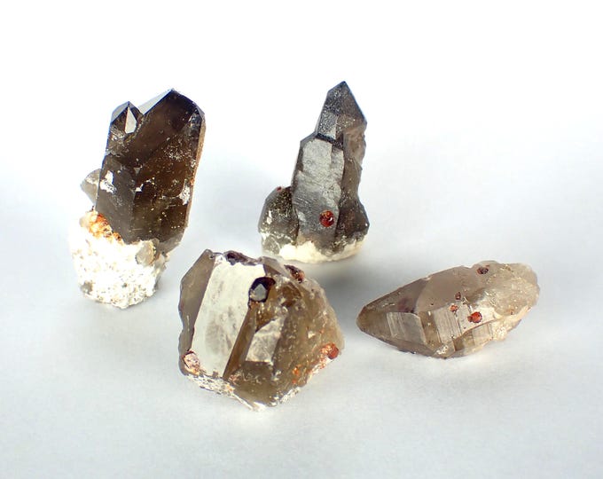 4 x SPESSARTINE garnet - Inclusions in Quartz - Tongbei, China