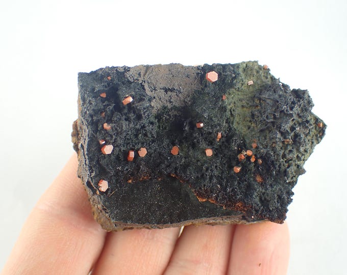 VANADINITE on goethite crystals from MOROCCO 11943