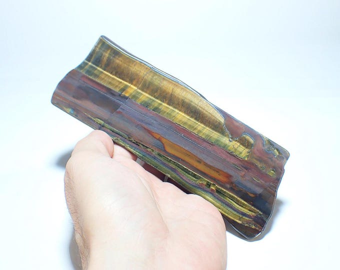 TIGER EYE polished slice 16,0 x 5,5 x 0,8 cm from South Africa