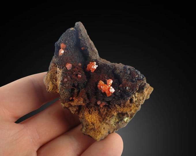 VANADINITE on goethite 5,8 x 4,1 x 3,5 cm MOROCCO 11945