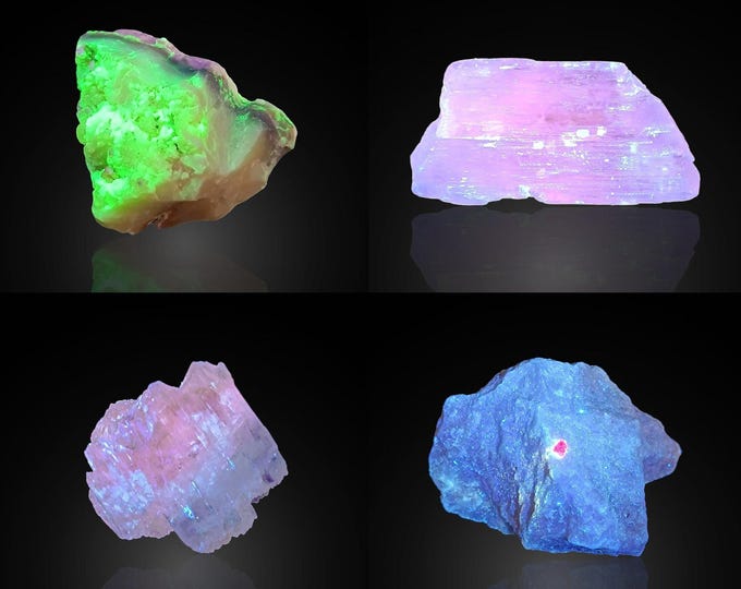 FLUORESCENT set of 4 specimens 5,5 x 4,3 x 3,0 cm 13391