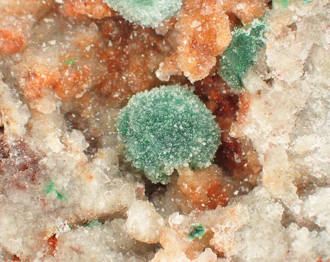 Malachite Ball with Quartz Crystals, DR Congo (6,6 x 6,3 x 2,5 cm)