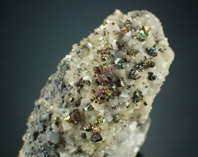 CHALCOPYRITE iridescent crystals on dolomite from U.S. 1073N