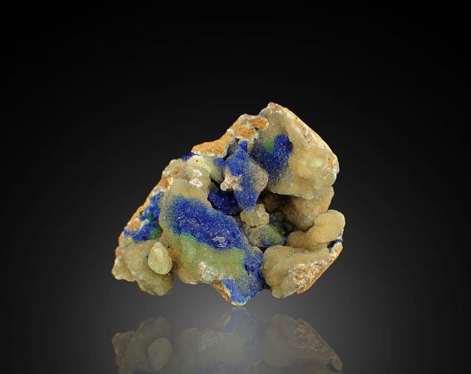 AZURITE with cerussite on smithsonite 4,2 x 3,3 x 2,3 cm from CONGO 13020