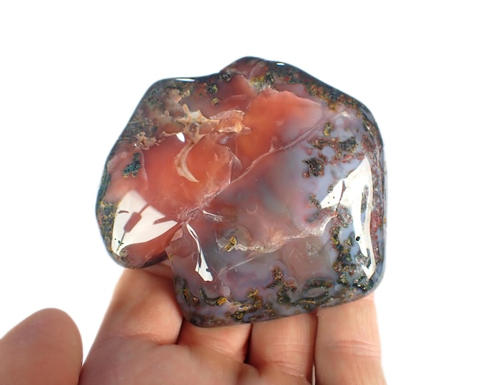 MOSS AGATE tumbled stone 8,0 x 7,4 x 2,2 cm from BRAZIL