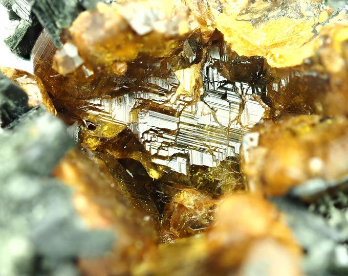 ANDRADITE garnet with actinolite 2,8 x 2,3 x 2,0 cm *12146