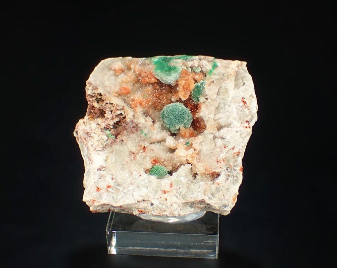 MALACHITE Ball Shape with Quartz Crystals 6,6 x 6,3 x 2,5 cm DR Congo 12728