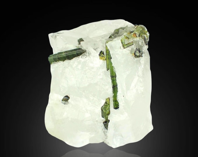 TOURMALINE green crystals in quartz from BRAZIL 11599
