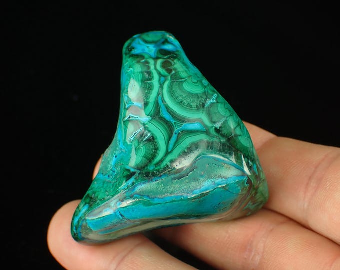 MALACHITE with chrysocolla polished free form 5,4 x 3,9 x 2,8 cm DR Congo 13112