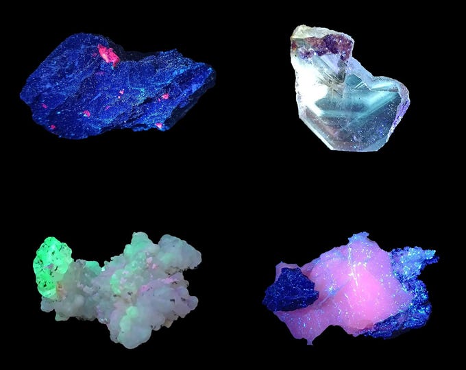 FLUORESCENT set of 4 specimens 6,3 x 4,5 x 3,0 cm *13572